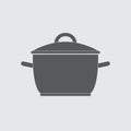 Pot or cooking pan icon. Saucepan silhouette. Vector illustration